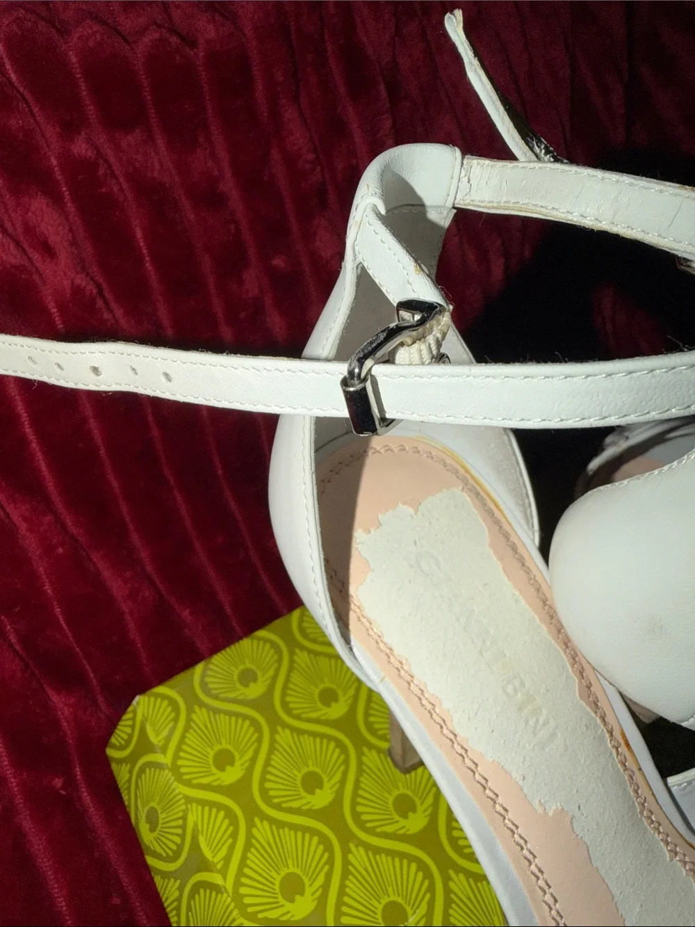 Gianni Bini White Knotted Ankle-Strap Platform Wedges